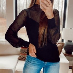 Boutique Hem & Thread black mesh top